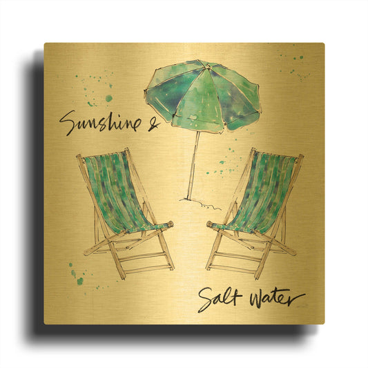 'Beach Divas Life' By Anne Tavoletti Gold Metal Wall Art