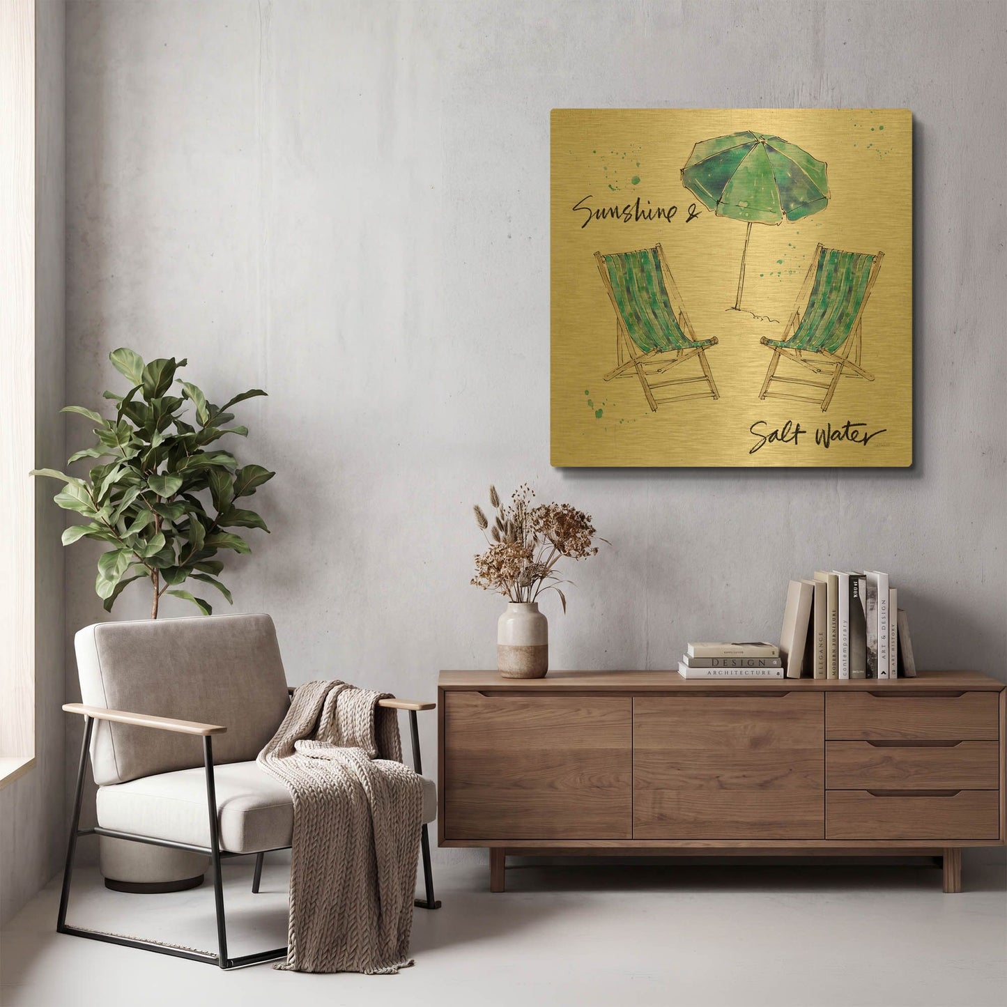 'Beach Divas Life' By Anne Tavoletti Gold Metal Wall Art