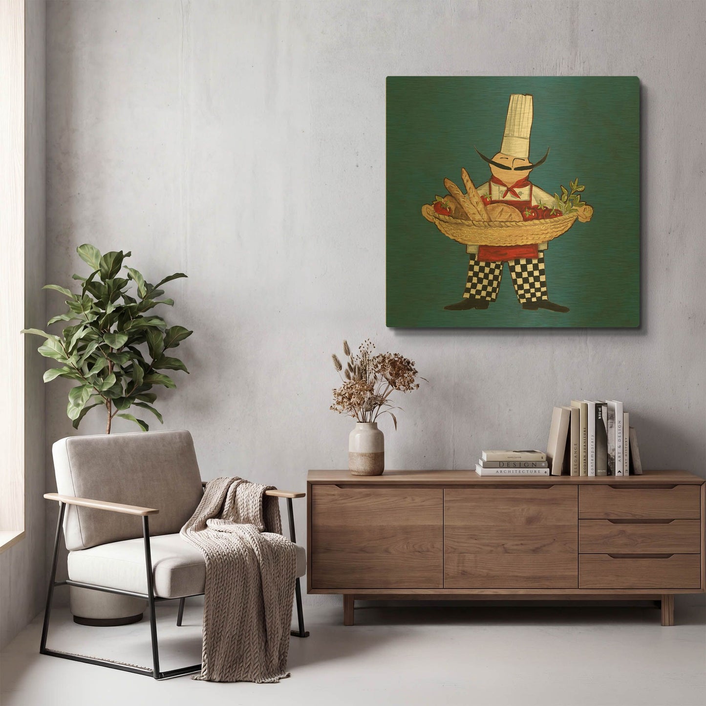 'Pane Chef in Color' By Anne Tavoletti Gold Metal Wall Art
