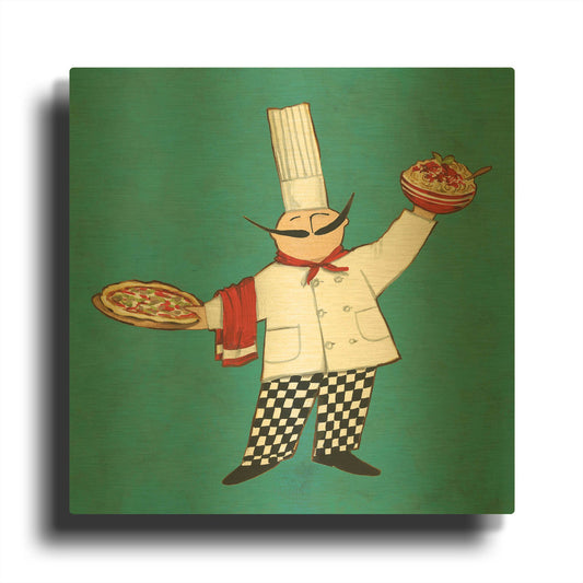 'Pasta Chef in Color' By Anne Tavoletti Gold Metal Wall Art