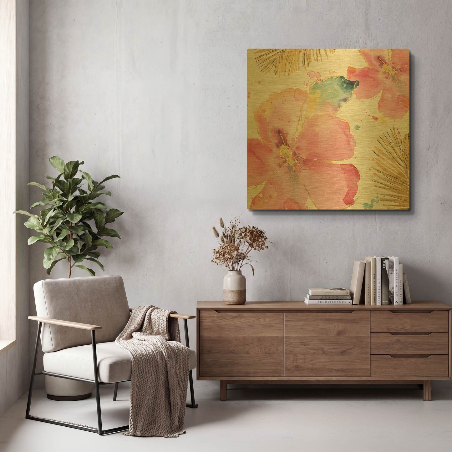 'Flamingo Fever VIII' By Anne Tavoletti Gold Metal Wall Art