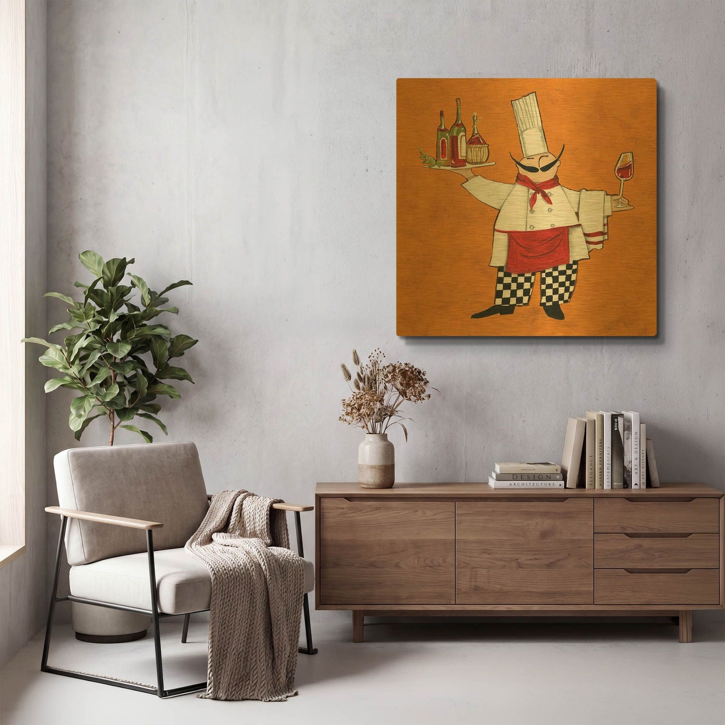 'Vino Chef in Color' By Anne Tavoletti Gold Metal Wall Art