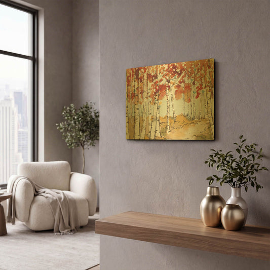 'Festive Foliage X' By Anne Tavoletti Gold Metal Wall Art