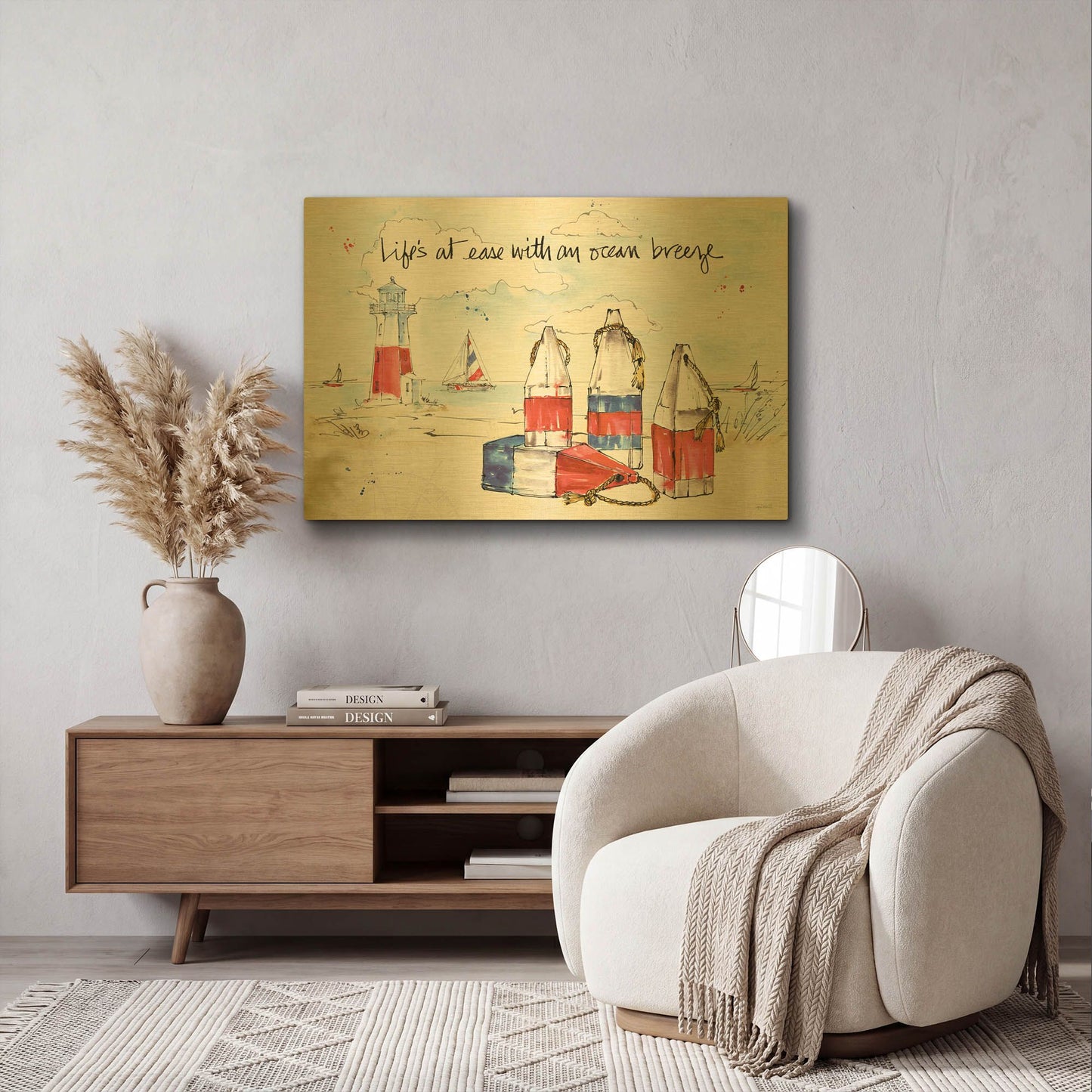 'Coastal Buoys II' By Anne Tavoletti Gold Metal Wall Art