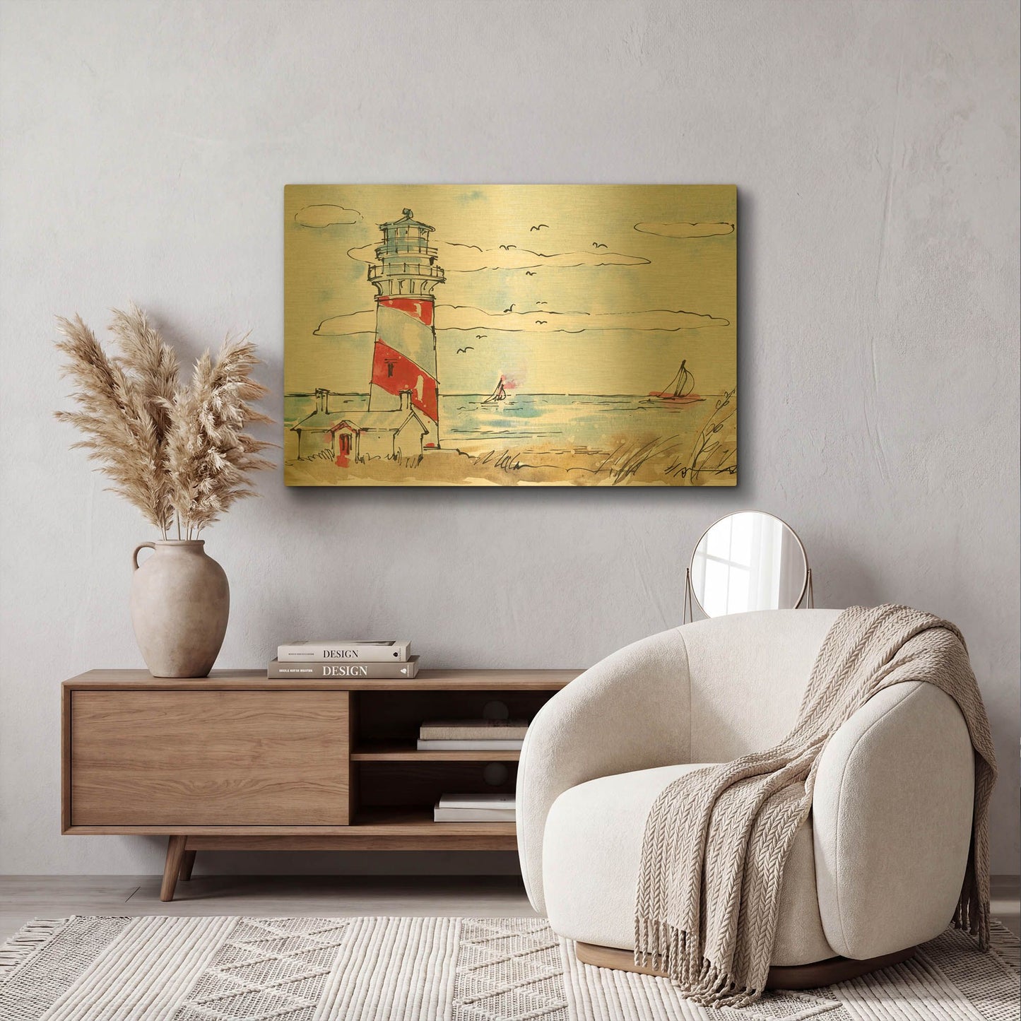 'Coastal Life I' By Anne Tavoletti Gold Metal Wall Art