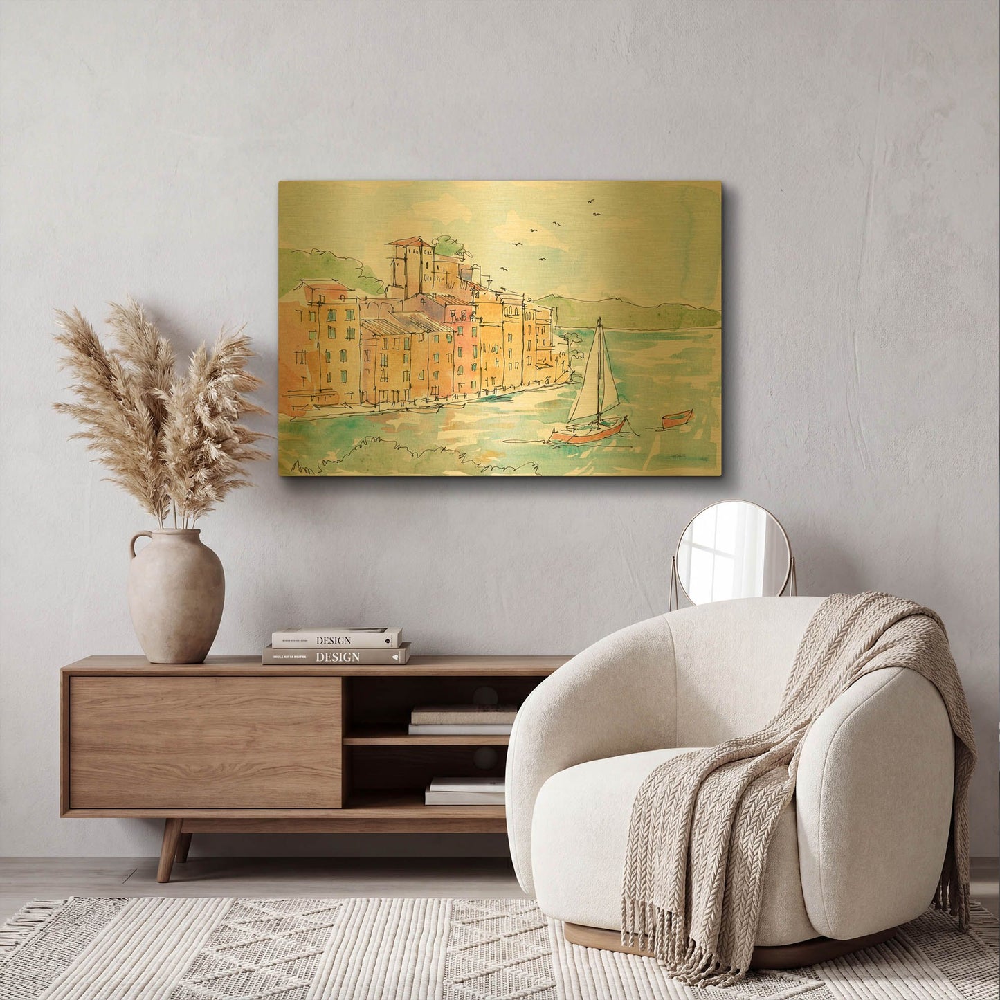 'Portofino II' By Anne Tavoletti Gold Metal Wall Art