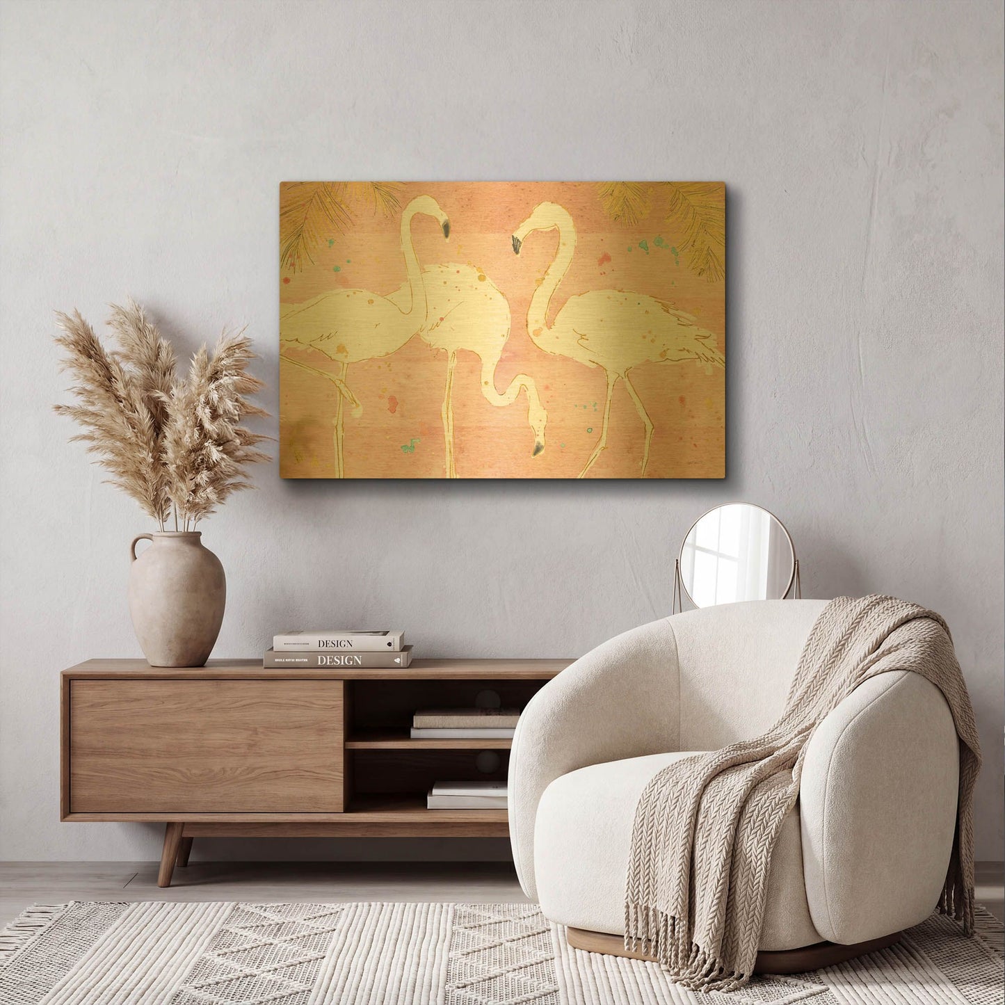 'Flamingo Fever IV' By Anne Tavoletti Gold Metal Wall Art