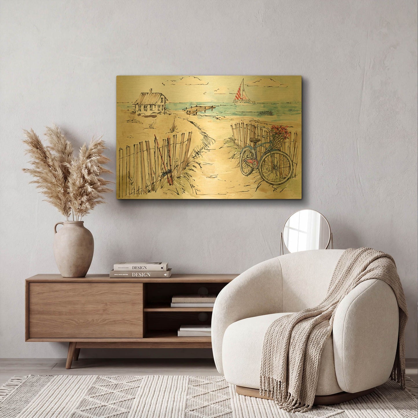 'Coastal Catch V' By Anne Tavoletti Gold Metal Wall Art