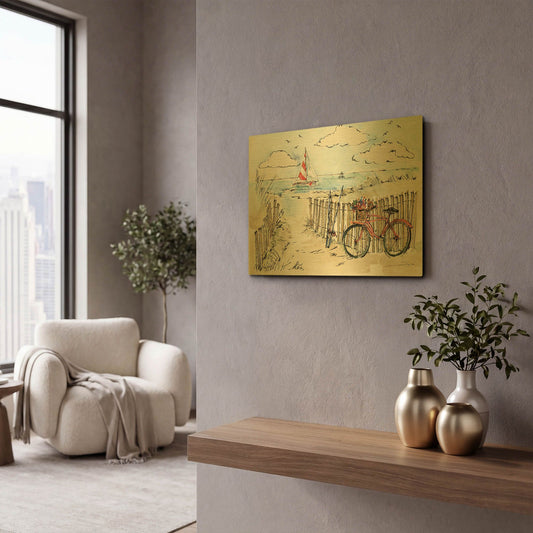 'Coastal Catch VI' By Anne Tavoletti Gold Metal Wall Art