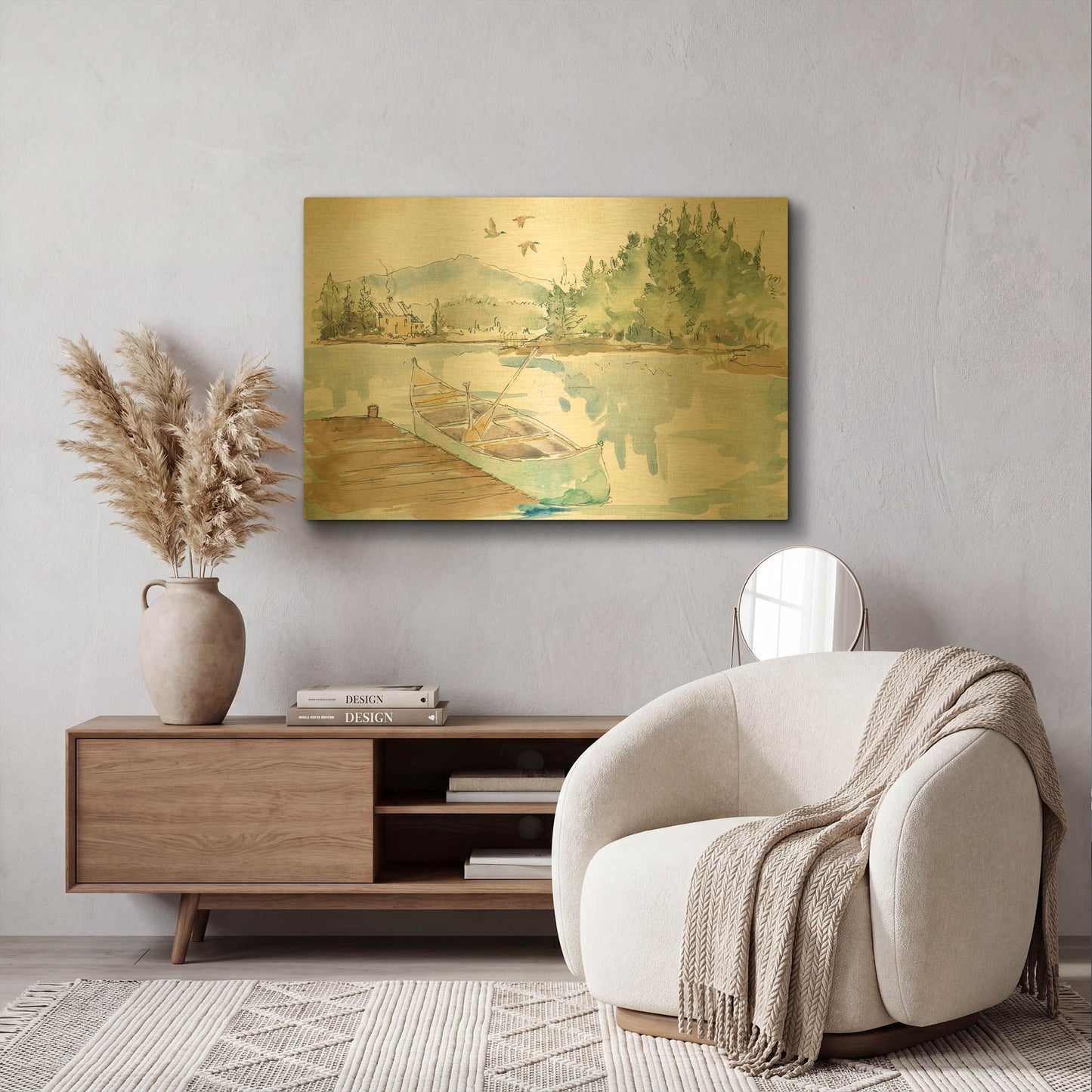'Lakehouse I' By Anne Tavoletti Gold Metal Wall Art
