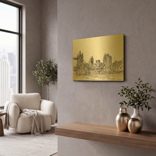 'Skyline Sketches IV' By Anne Tavoletti Gold Metal Wall Art