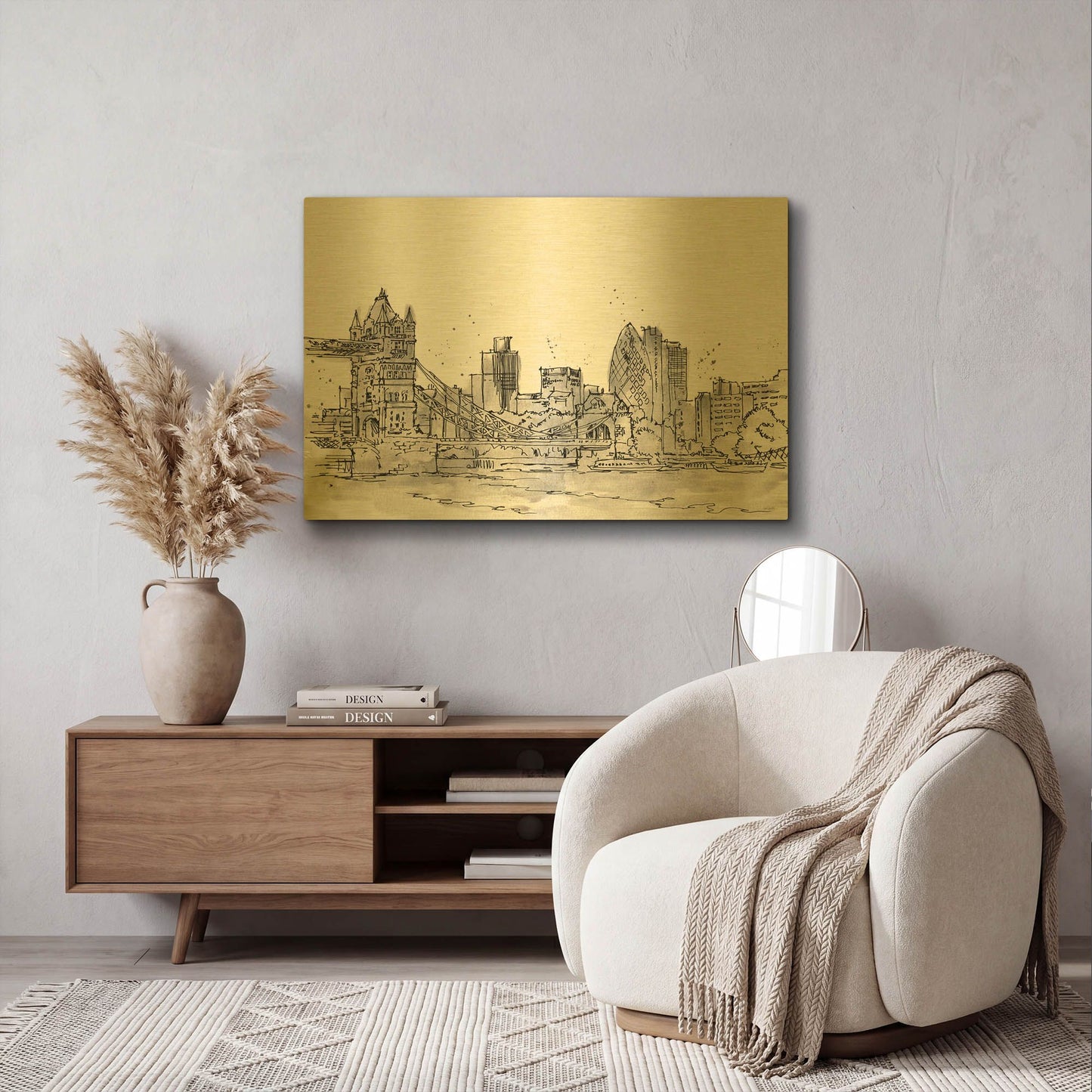 'Skyline Sketches IV' By Anne Tavoletti Gold Metal Wall Art