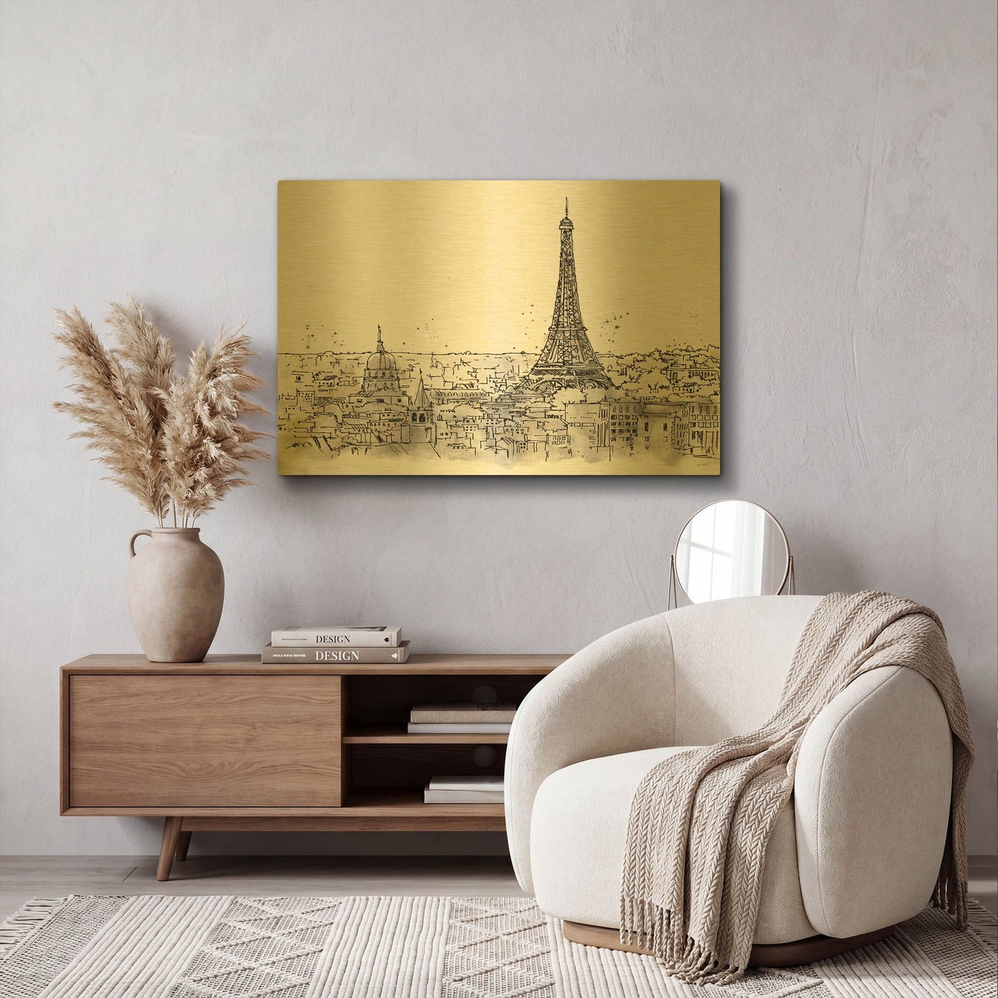 'Skyline Sketches II' By Anne Tavoletti Gold Metal Wall Art