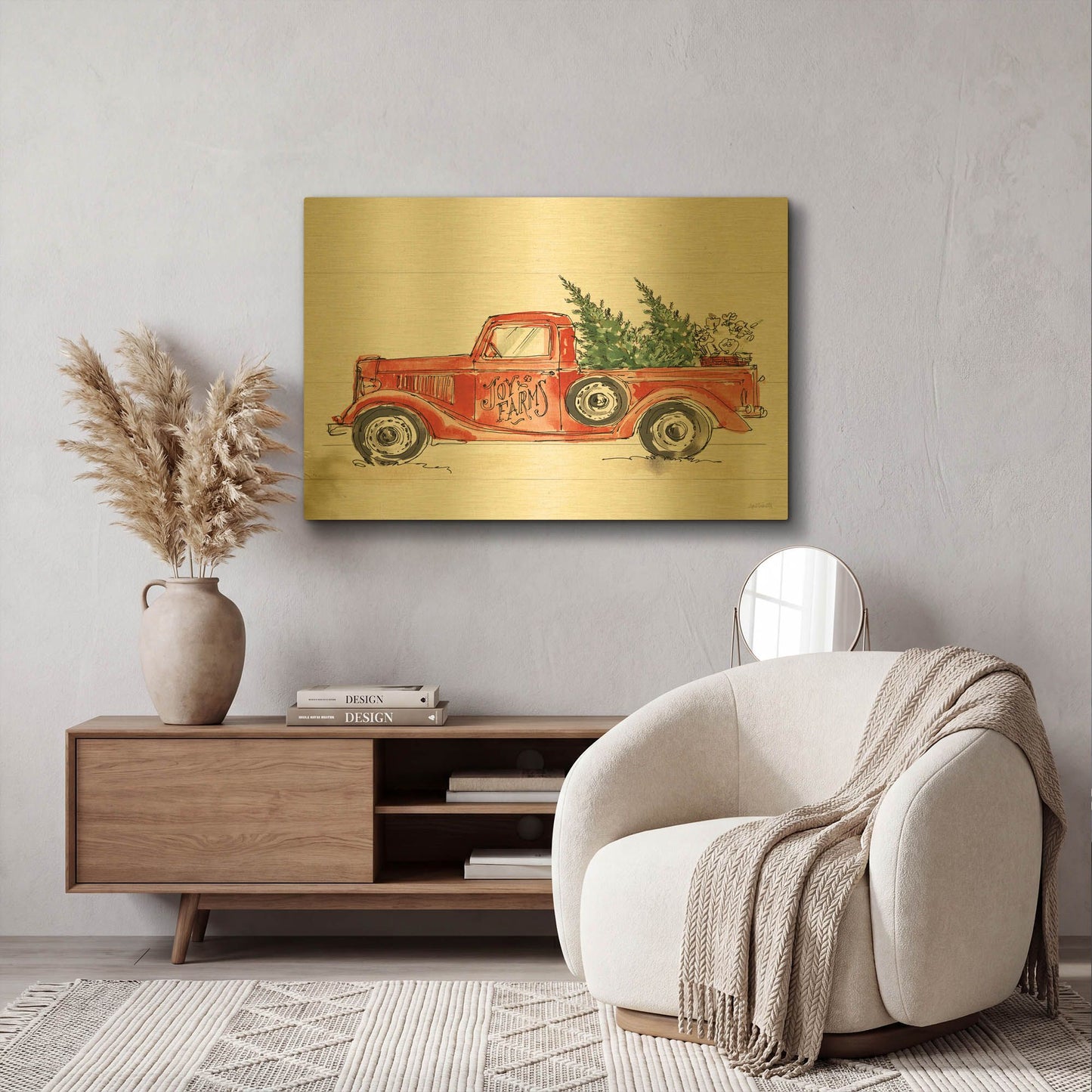 'Modern Farmhouse VIII' By Anne Tavoletti Gold Metal Wall Art