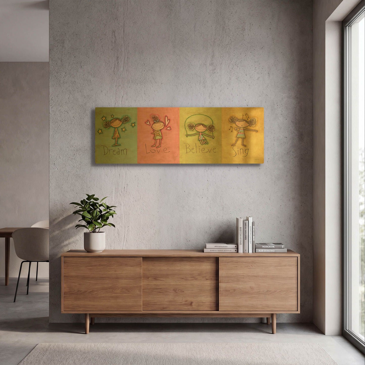 'Dream Love Believe Sing' By Anne Tavoletti Gold Metal Wall Art