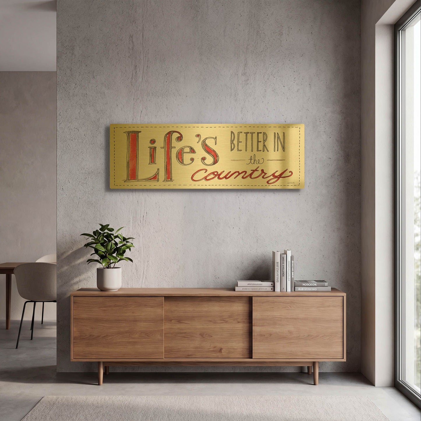 'Country Life VIII' By Anne Tavoletti Gold Metal Wall Art