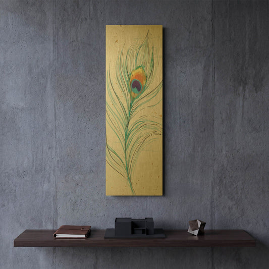 'Peacock Garden V' By Anne Tavoletti Gold Metal Wall Art