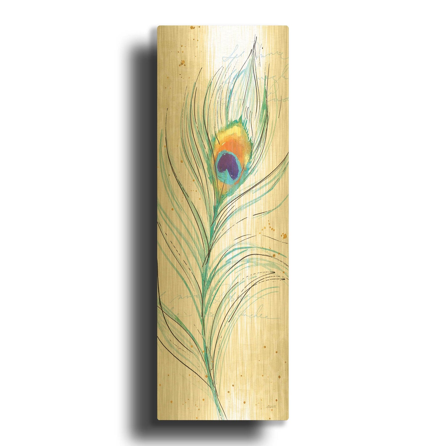 'Peacock Garden V' By Anne Tavoletti Gold Metal Wall Art