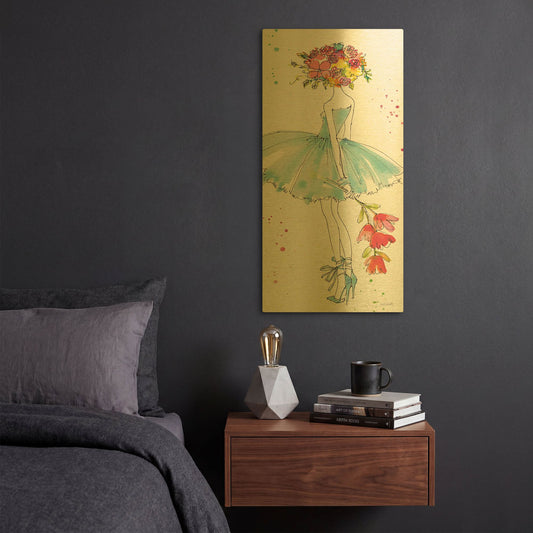 'Floral Figures VI' By Anne Tavoletti Gold Metal Wall Art
