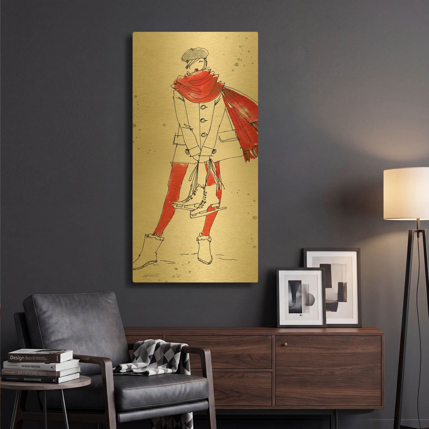 'Winter Fashion IV' By Anne Tavoletti Gold Metal Wall Art
