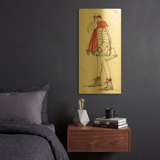 'Winter Fashion II' By Anne Tavoletti Gold Metal Wall Art