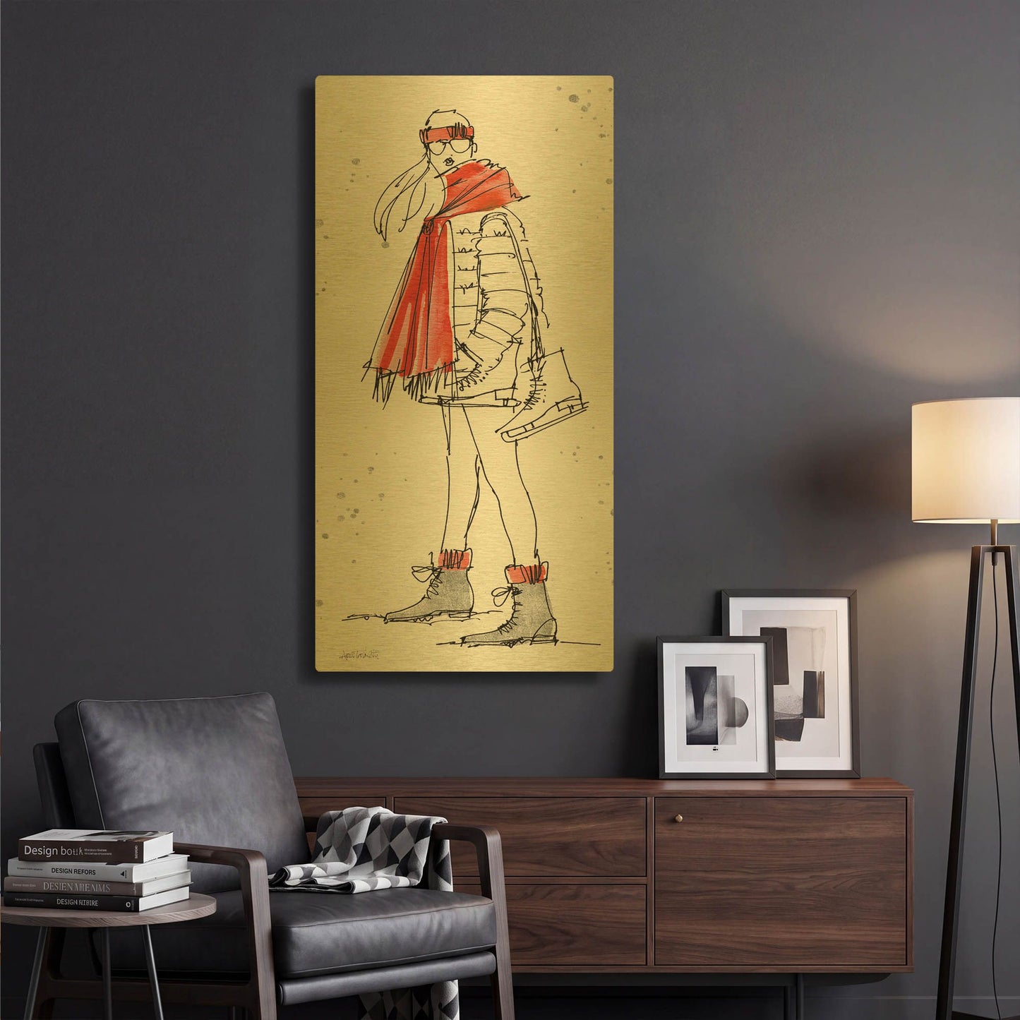 'Winter Fashion II' By Anne Tavoletti Gold Metal Wall Art