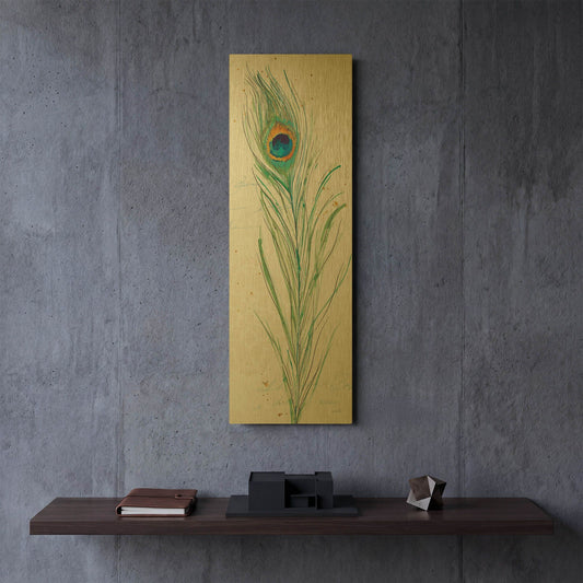 'Peacock Garden VI' By Anne Tavoletti Gold Metal Wall Art
