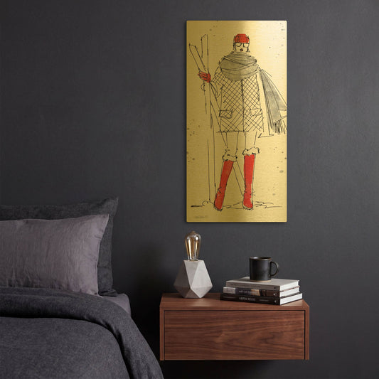 'Winter Fashion I' By Anne Tavoletti Gold Metal Wall Art