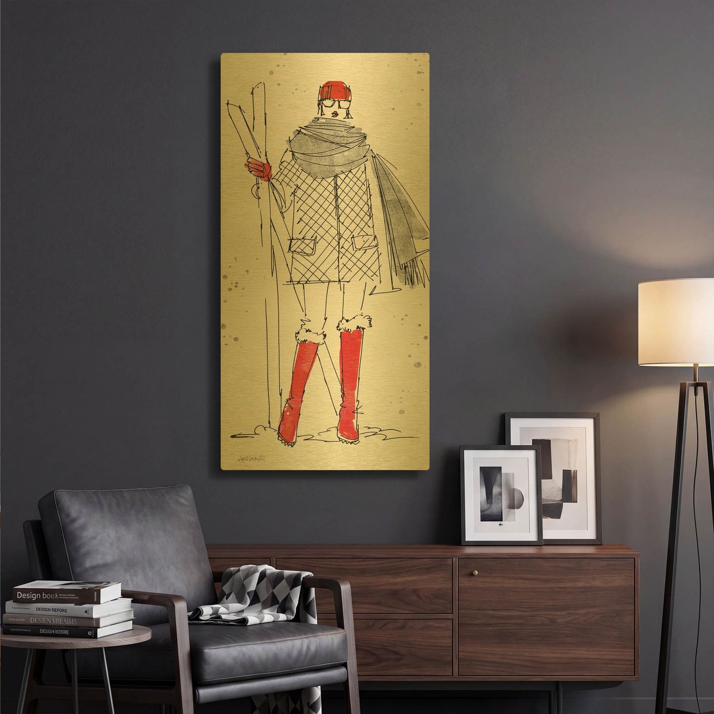 'Winter Fashion I' By Anne Tavoletti Gold Metal Wall Art