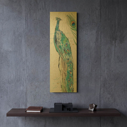 'Peacock Garden IV' By Anne Tavoletti Gold Metal Wall Art