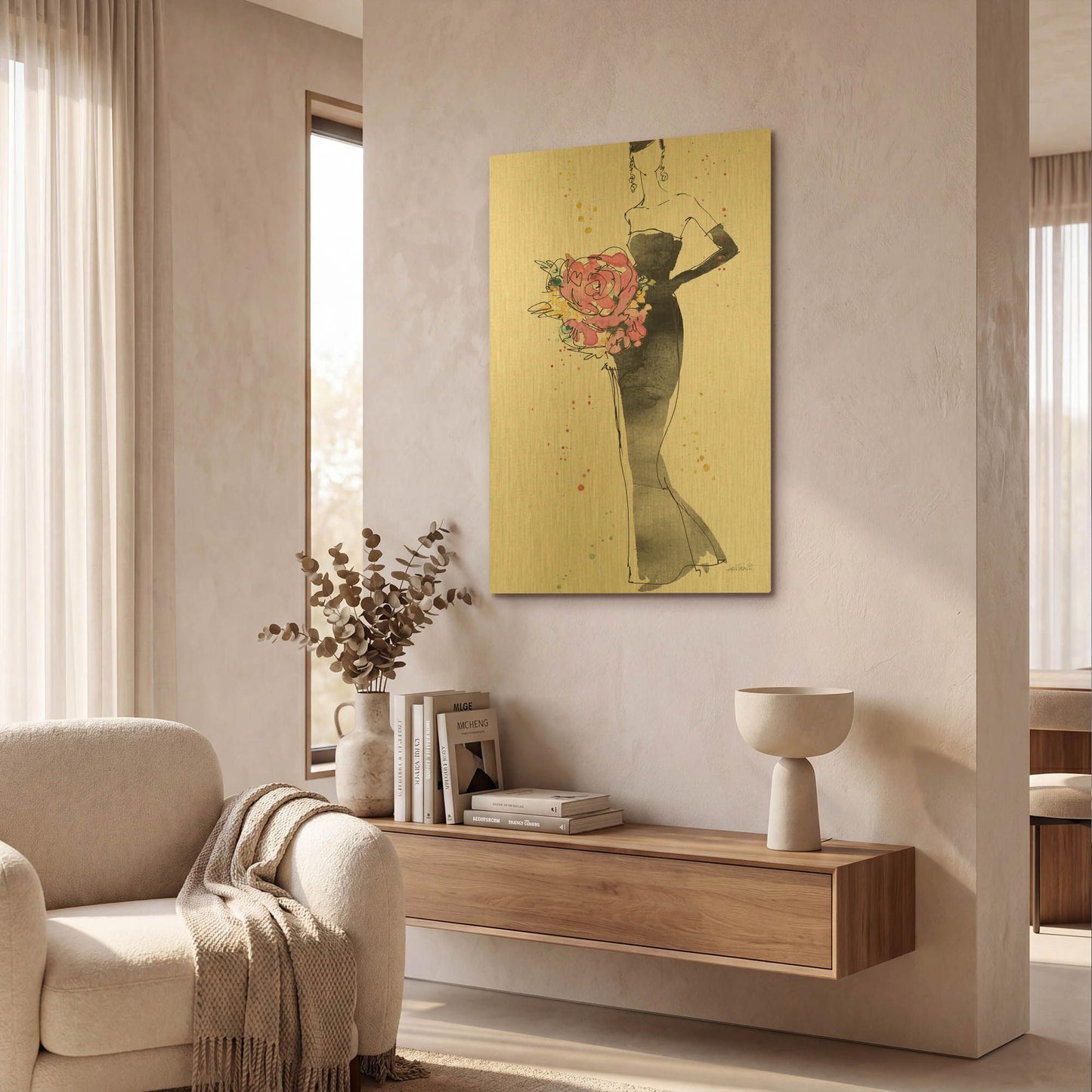 'Floral Fashion III' By Anne Tavoletti Gold Metal Wall Art