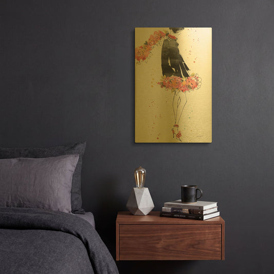 'Floral Fashion IV' By Anne Tavoletti Gold Metal Wall Art