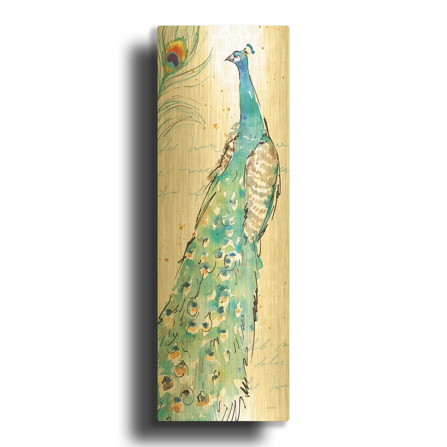 'Peacock Garden III' By Anne Tavoletti Gold Metal Wall Art