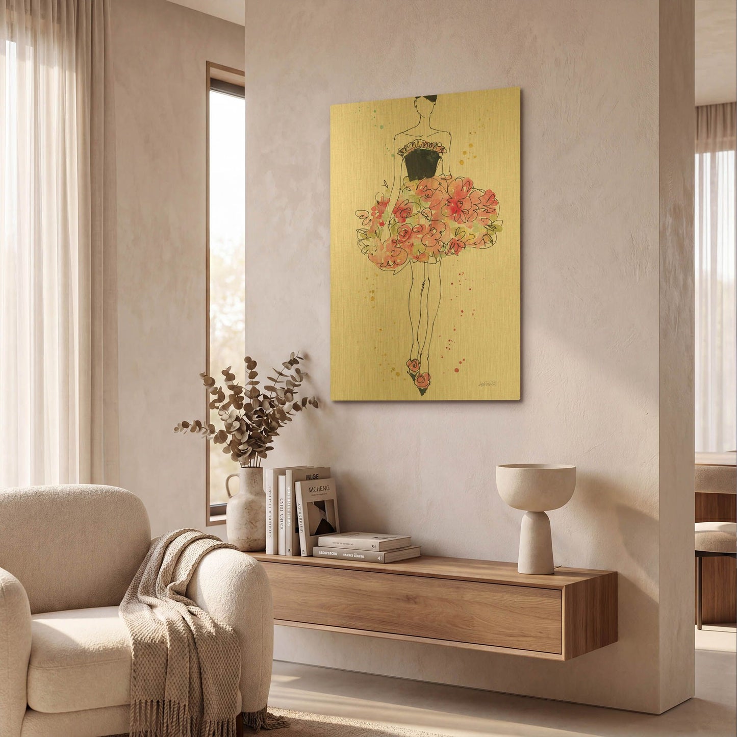 'Floral Fashion II' By Anne Tavoletti Gold Metal Wall Art