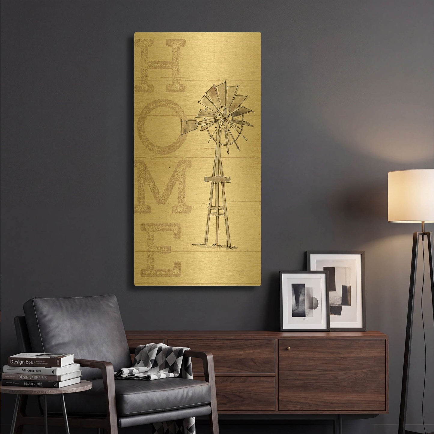 'Farm Memories III Home' By Anne Tavoletti Gold Metal Wall Art