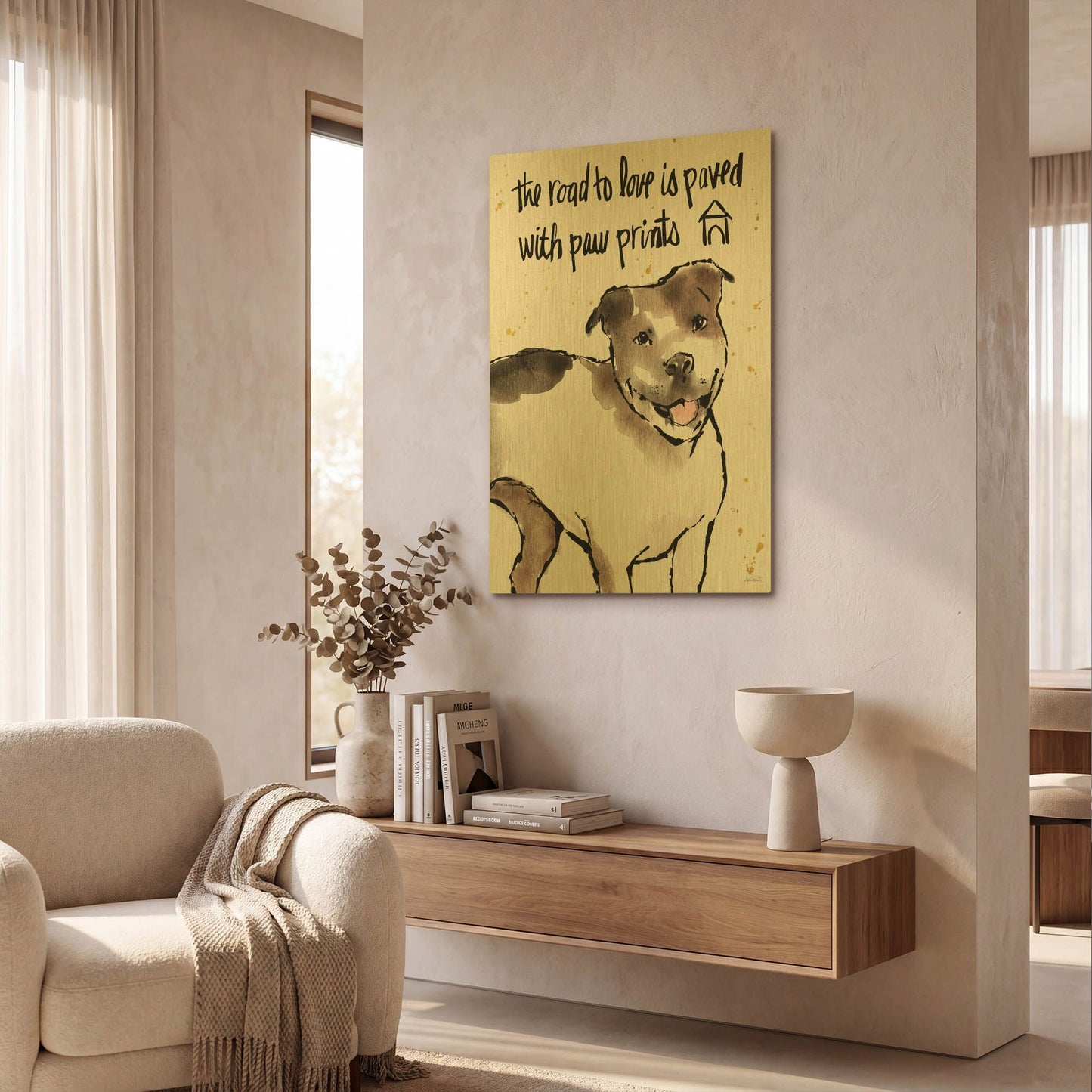 'Strike a Paws XV' By Anne Tavoletti Gold Metal Wall Art