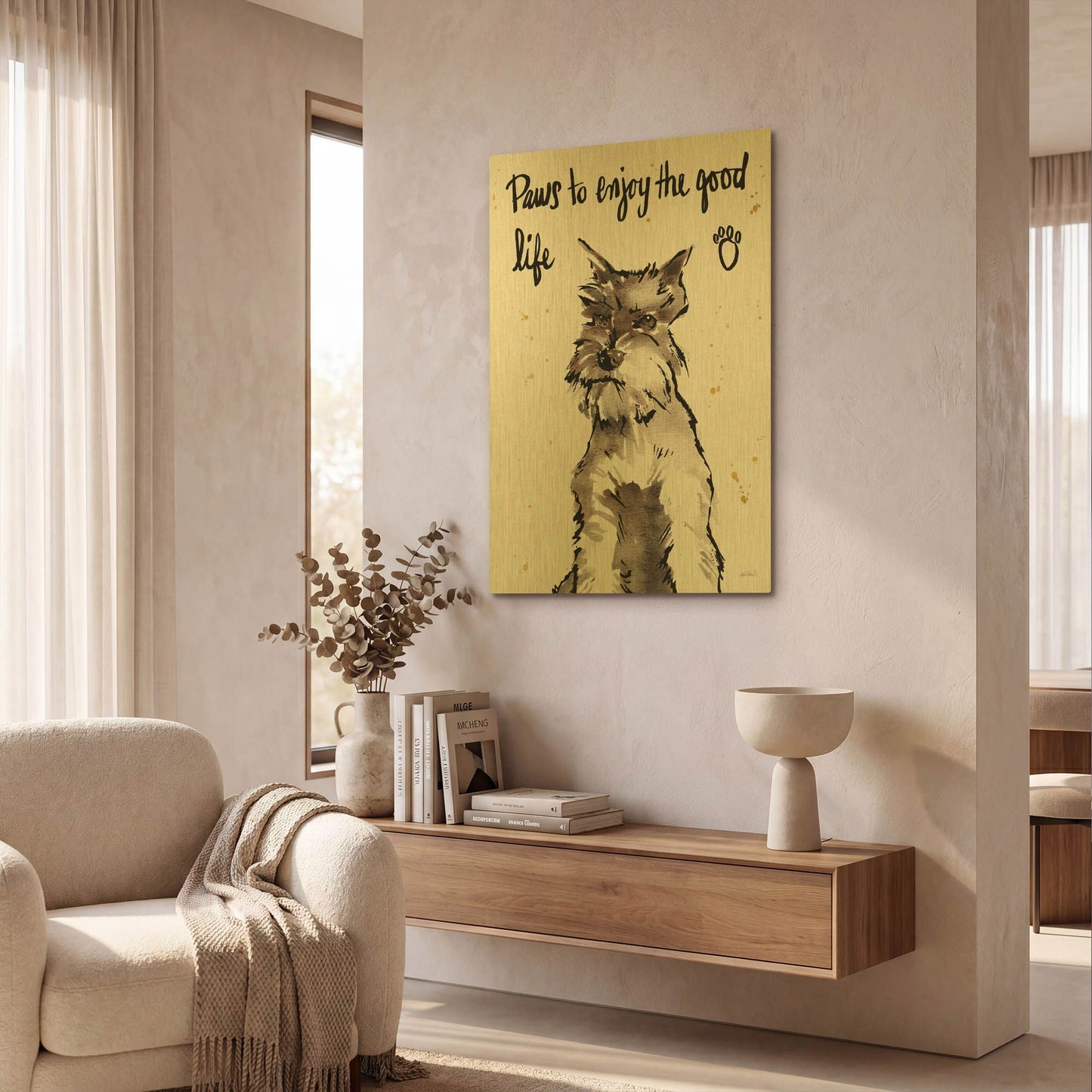 'Strike a Paws XIV' By Anne Tavoletti Gold Metal Wall Art