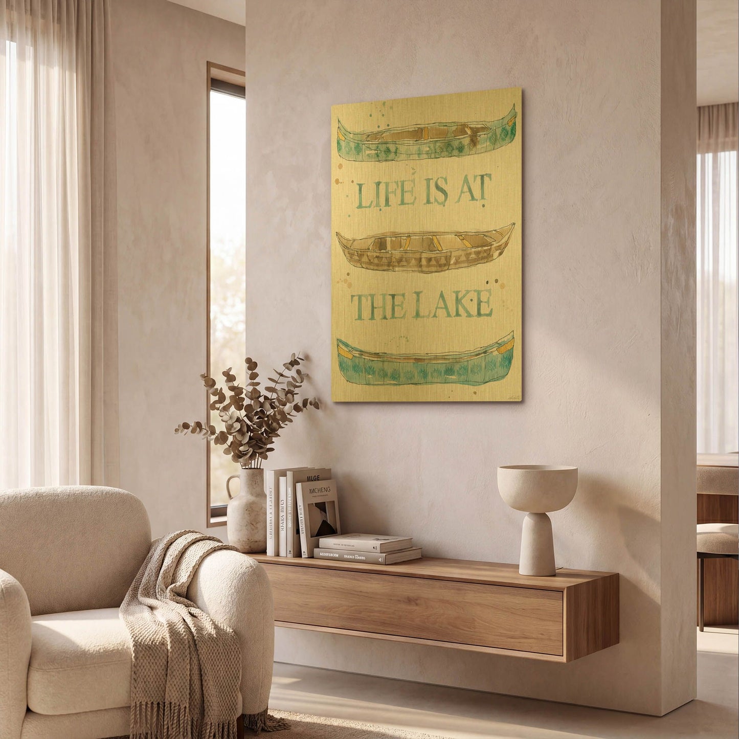 'Lakehouse IV' By Anne Tavoletti Gold Metal Wall Art