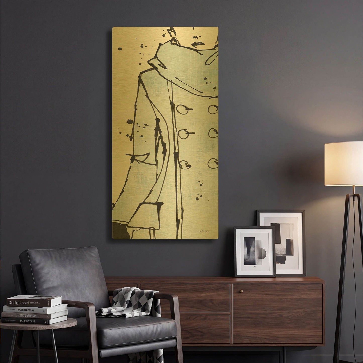'Fashion Strokes VII Pastel' By Anne Tavoletti Gold Metal Wall Art