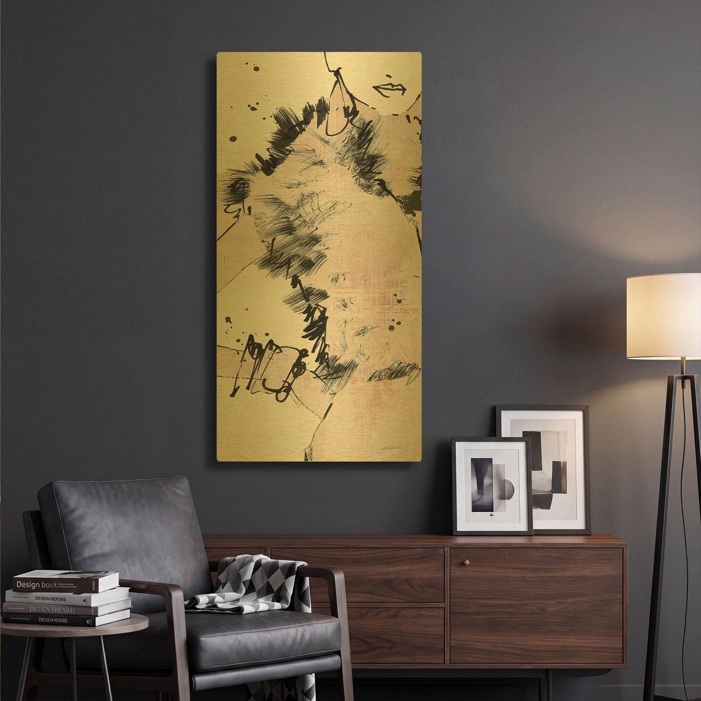 'Fashion Strokes VIII Pastel Pink' By Anne Tavoletti Gold Metal Wall Art
