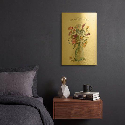 'Simply Petals II' By Anne Tavoletti Gold Metal Wall Art