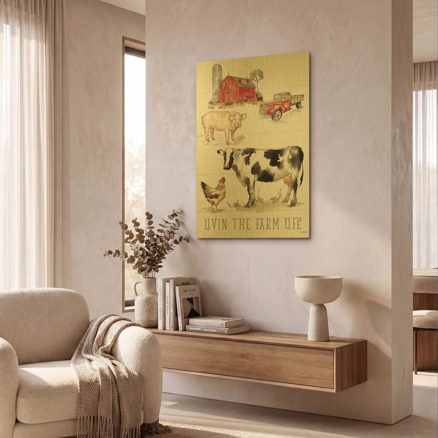 'Country Life III' By Anne Tavoletti Gold Metal Wall Art