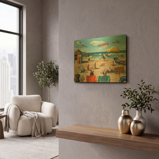 'Dog Beach' By Lucia Heffernan Gold Metal Wall Art