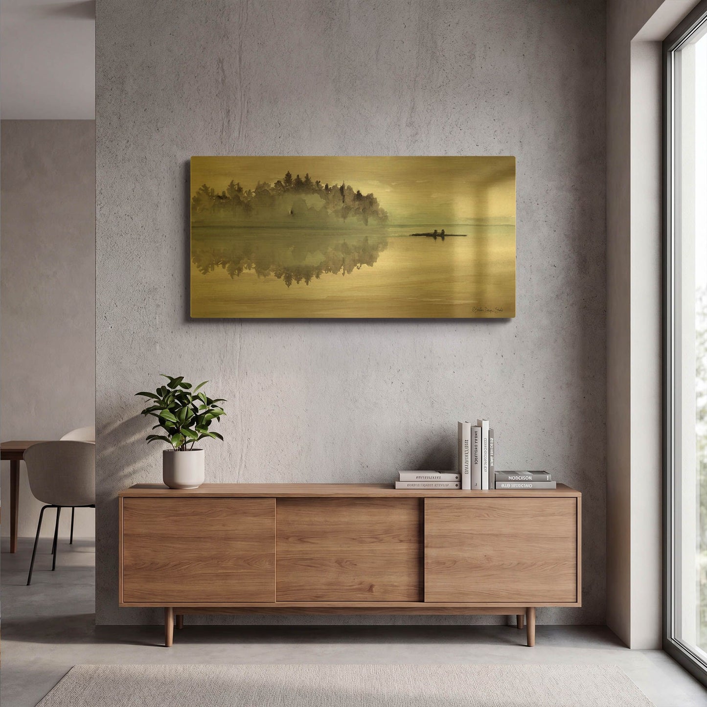 'Lake Fishing I' By Stellar Design Studio Gold Metal Wall Art