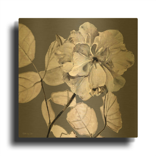 'Floral in Gray 1' By Stellar Design Studio Gold Metal Wall Art