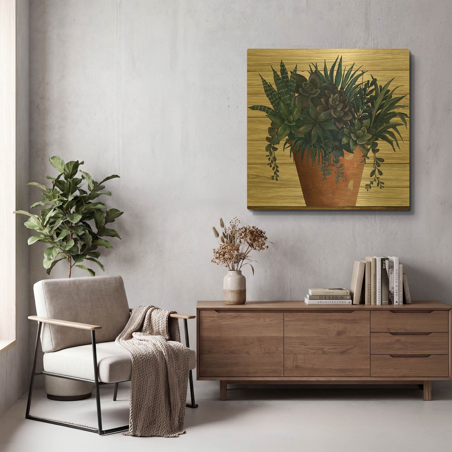 'Remarkable Succulents II' By Cindy Jacobs Gold Metal Wall Art