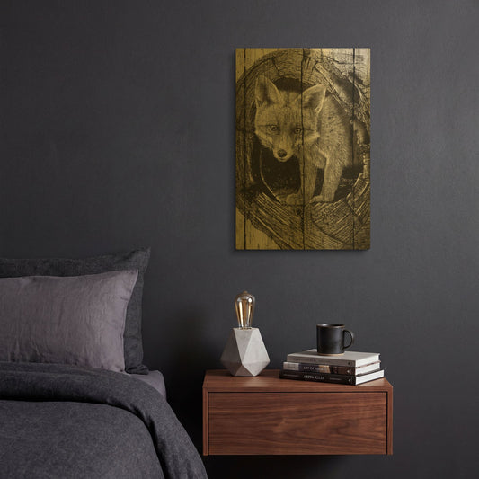 'Baby In A Tree 01' By Gordon Semmens Gold Metal Wall Art
