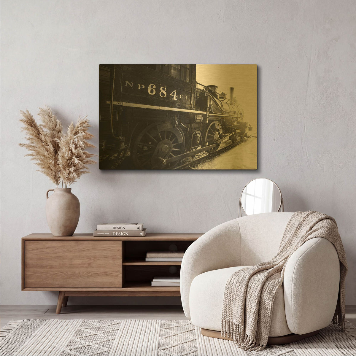 'Bonanzaville Antiques 13' By Gordon Semmens Gold Metal Wall Art