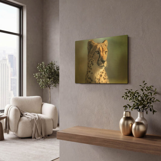 'Cheetah 1' By Gordon Semmens Gold Metal Wall Art