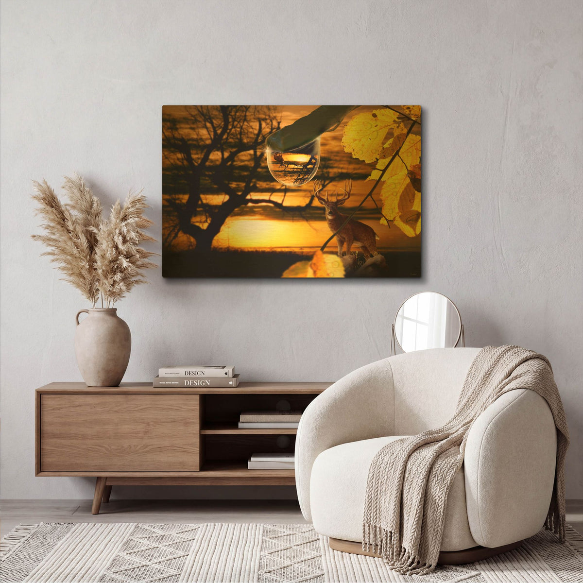 'Dewdrop Sunset' By Gordon Semmens Gold Metal Wall Art